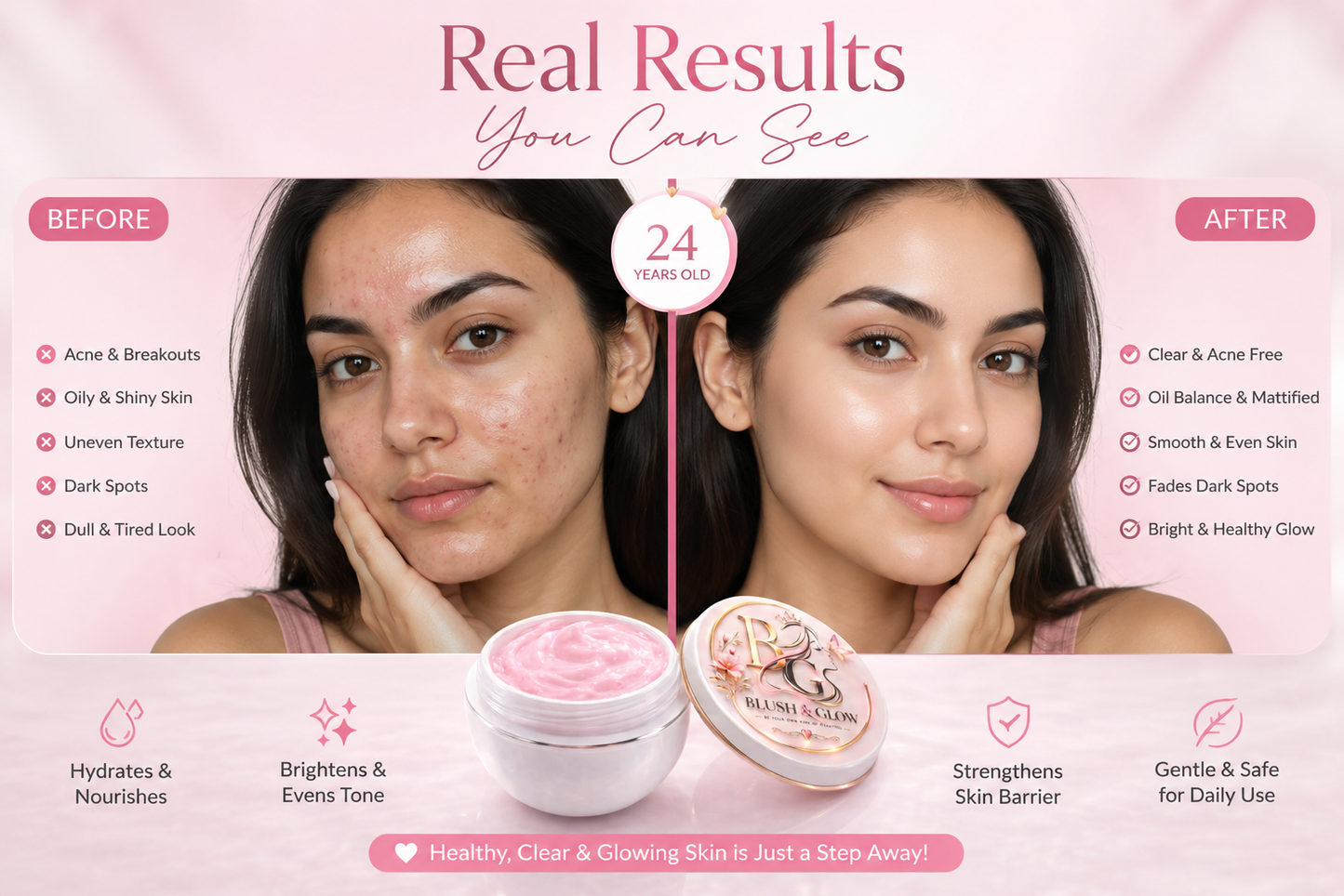 Blush & Glow Radiance Cream – Brightening & Hydrating Face Moisturizer